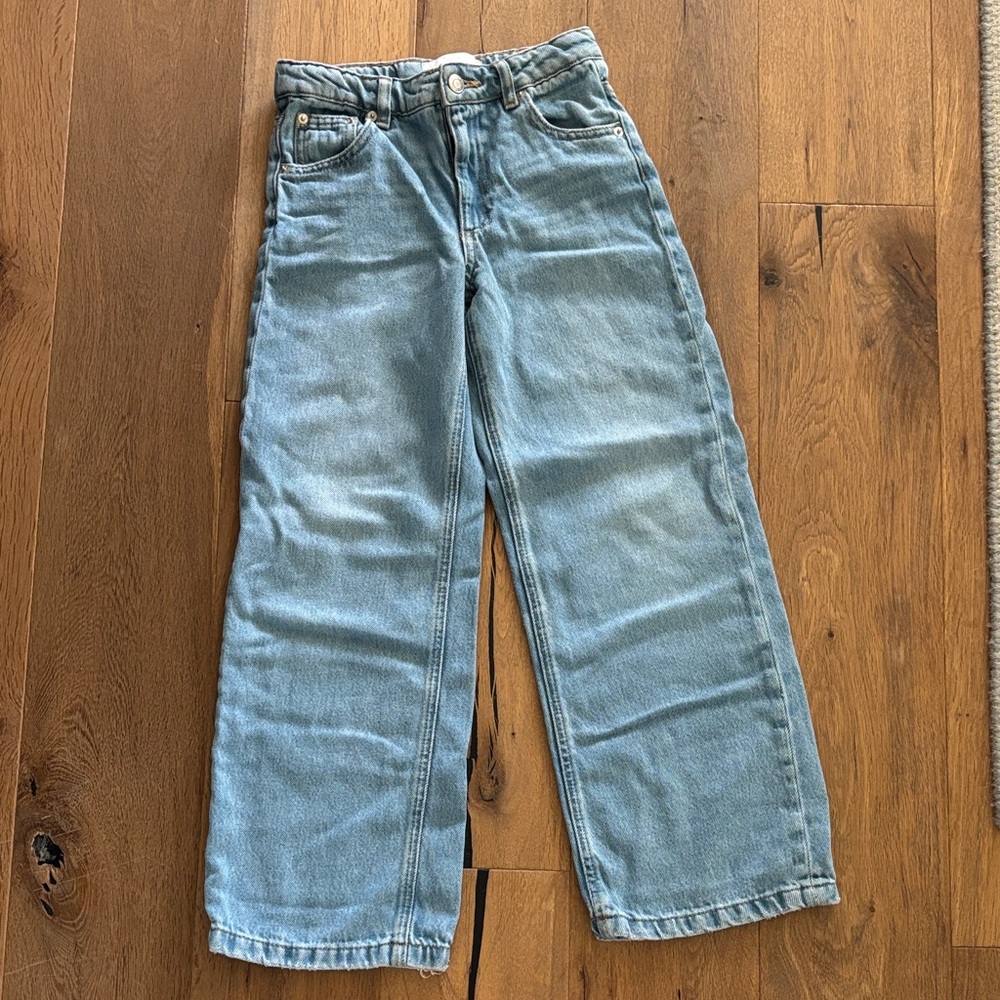 Zara girls light blue wide leg jeans size 9-10